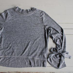 Soft Grey Knit Long Sleeve With Bow Sleeves, Abercrombie